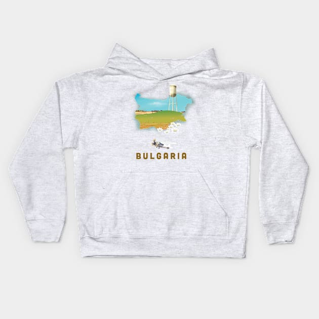 Bulgaria map travel poster Kids Hoodie by nickemporium1